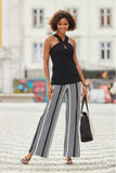 Beyond Travel Assorted Stripe High Rise Palazzo Pant Jet Black/Ivory Coast