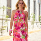 Tropical Abstract Print Halter Shift Dress Tropical Abstract