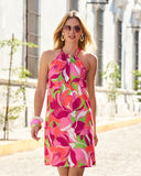 Tropical Abstract Print Halter Shift Dress Tropical Abstract