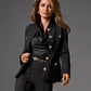 Ultimate Ponte Crest Button Collarless Jacket Black
