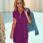 Zip Up Short Sleeve Shift Dress Hollyhock