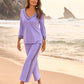 Beach Terry Crochet Trim Lounge Set Lavender
