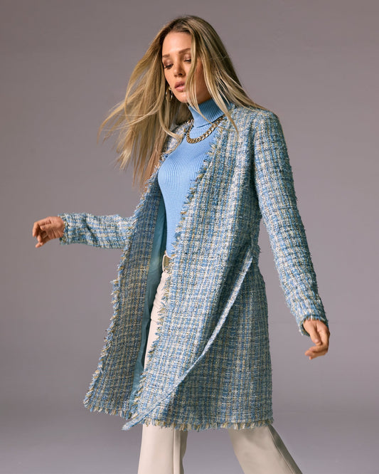 Tweed Wrap Jacket Blue Multi