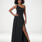 Susana Monaco x Boston Proper One Shoulder Ruched Maxi Dress Black