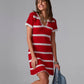 Stripe Sweater Shift Dress Red/White