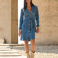 Tie Waist Denim Dress Medium Wash