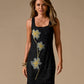 All Over Beaded Placed Floral Stretch Sheath Dress Black