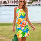 Beyond Travel Halter Print Short Dress Blue Multi
