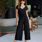 Beyond Travel Crop Drawstring Waist Jumpsuit Jet Black