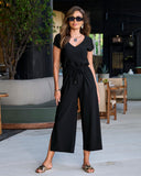 Beyond Travel Crop Drawstring Waist Jumpsuit Jet Black
