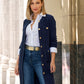 Textured Button Detail Sweater Duster Navy