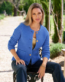Textured Button Up Lady Cardigan Hydrangea Blue