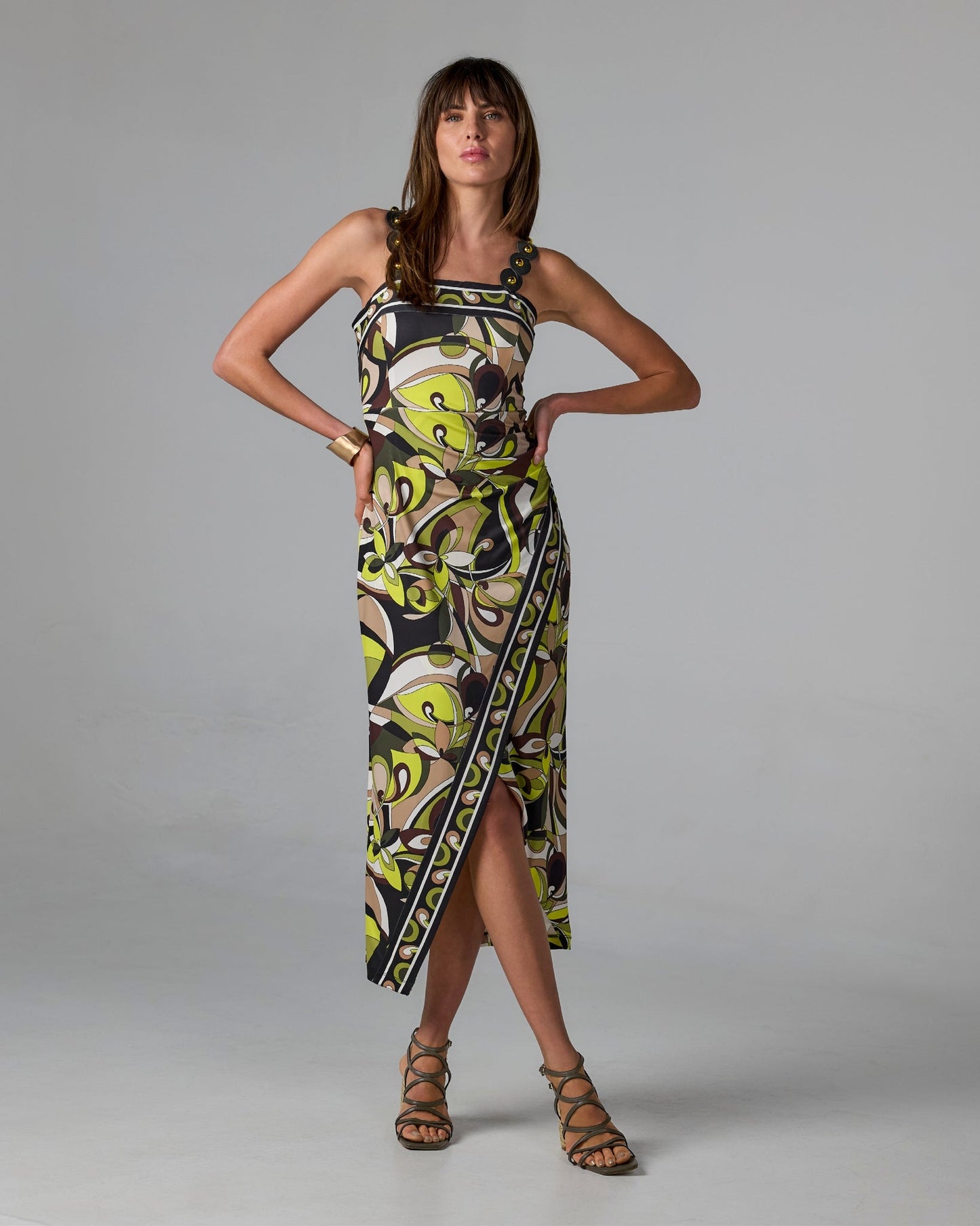 Summer Chic Abstract Print Novelty Strap Knit Dress Summer Chic Abstract