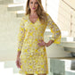 Two Tone Lace Three Quarter Sleeve Dress Lemon Drop