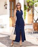 Beyond Travel Belted Maxi Dress Maritime Navy