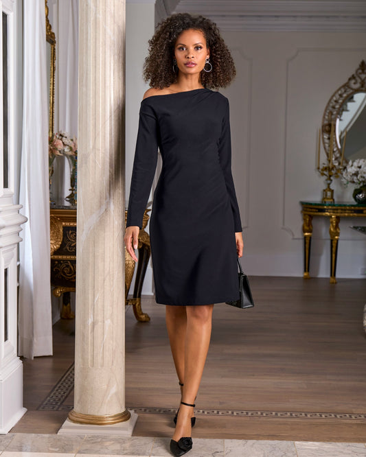 Beyond Travel Asymmetrical Dress Jet Black