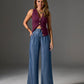 Wide Leg Drapey Denim Pant Deep Blue