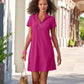 Zip Up Short Sleeve Shift Dress Very Berry