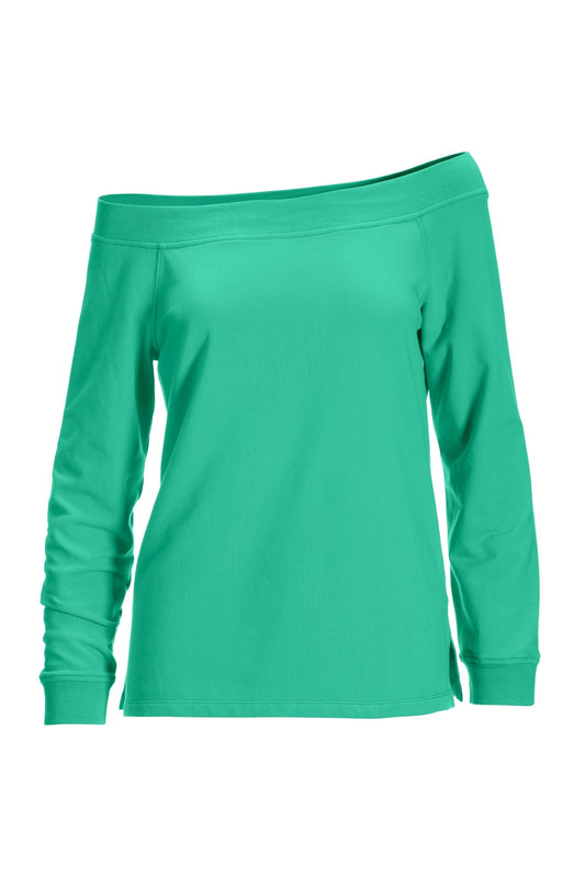Wide Neck Pullover Sweatshirt Pool Blue
