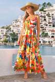 Tropical Capri Tiered Maxi Dress Orange Multi
