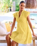 Tiered Shift Dress Lemon Drop