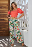 Tropical Oasis Printed Palazzo Pant Off White Multi