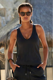 B-Active Solid Cross Back Tank Black