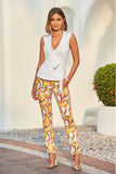 Abstract Mosaic Swirls Printed Ankle Jean Multi