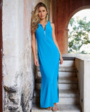 B Travel Zipper Maxi Dress Malibu Blue
