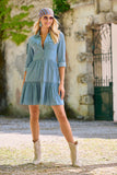 Tencel Tiered  Dress Medium Wash
