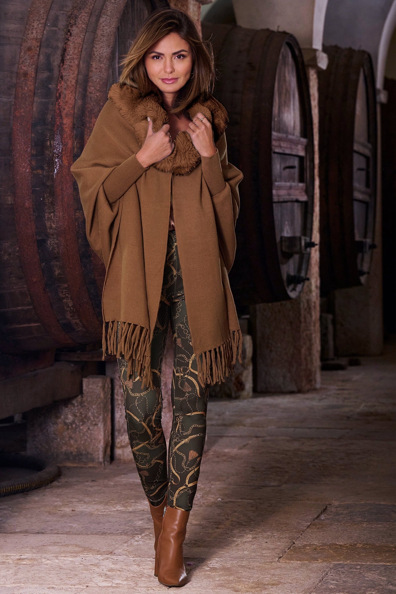 Status Print Ponte Knit Pull On Legging Green Multi