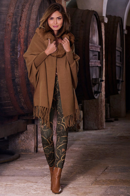 Status Print Ponte Knit Pull On Legging Green Multi