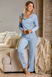 Velour Cowl Neck Set Kentucky Blue