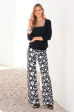 Beyond Travel Geo Print Palazzo Pant Jet Black Ivory Coast
