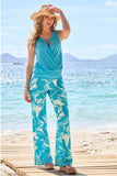 Teal Waters Print Palazzo Pant Blue
