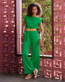 Slouchy Versatile Knit Jumpsuit Fern Green