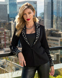 Studded Ponte Fashion Blazer Black