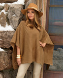 Wide Rib Sweater Poncho Thrush