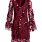3D Floral Sequin Dress Red
