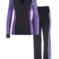 B-Active Piped Zip Up Set Black Multi