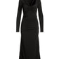 Strappy Knit Long-Sleeve Midi Dress Black