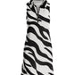 Zebra Print Collared Zip Dress Black/White