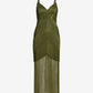 All Over Beaded Fringe Maxi Dress Olive