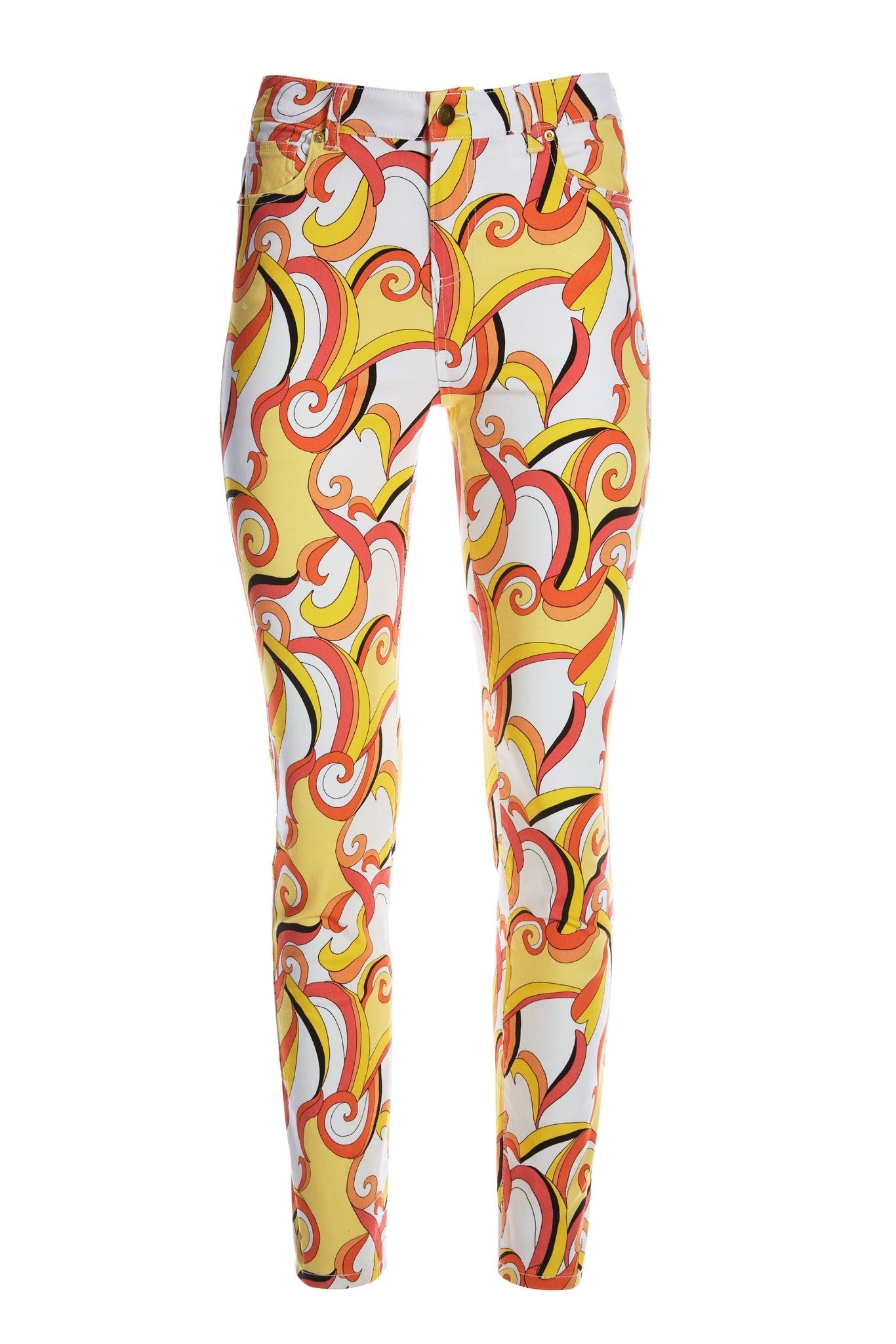 Abstract Mosaic Swirls Printed Ankle Jean Multi