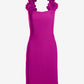 3D floral Strap Sheath Dress Fuchsia