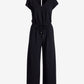 Beyond Travel Crop Drawstring Waist Jumpsuit Jet Black
