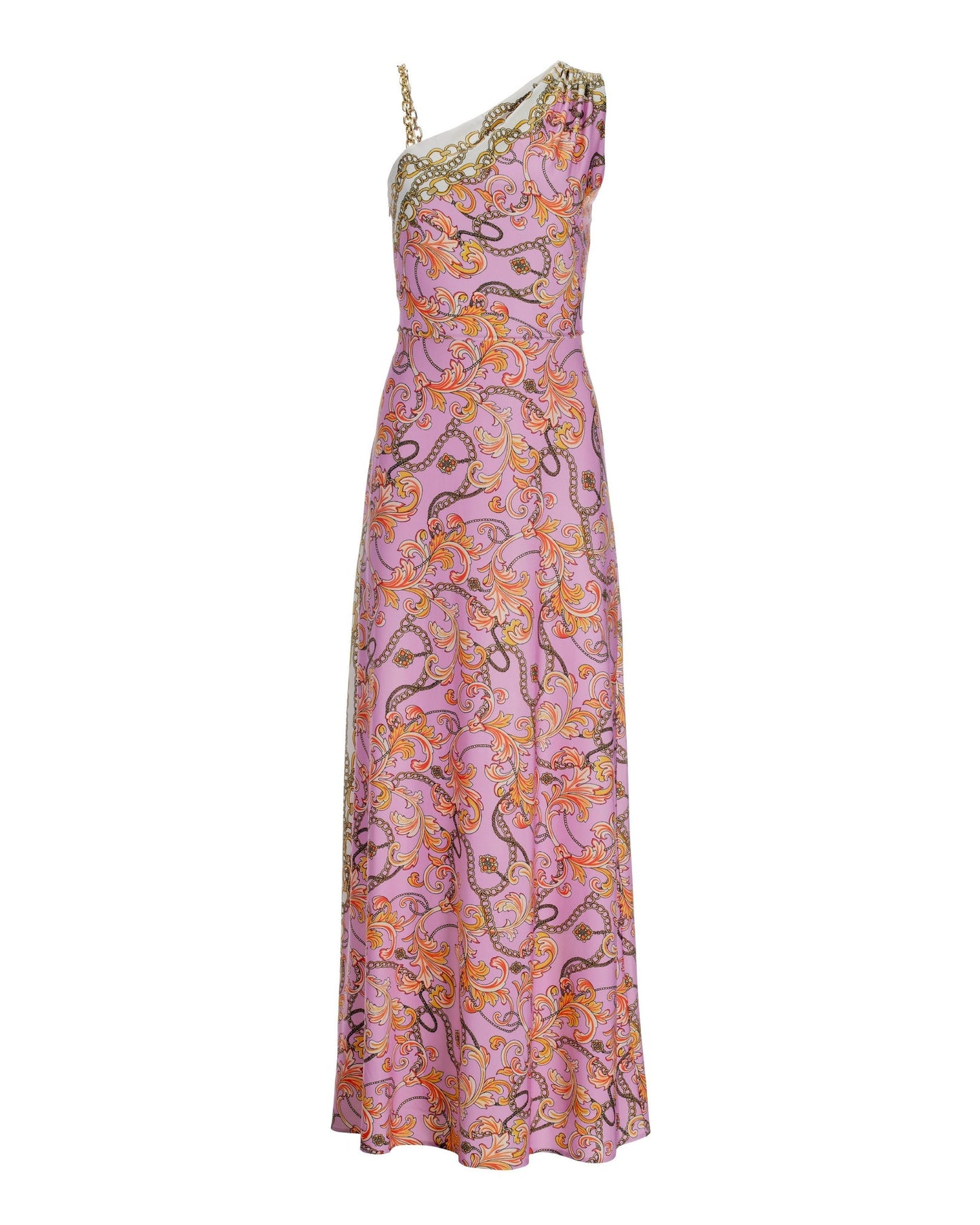 Status Chain One Shoulder Dress Pink
