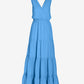 Surplice Tiered Cotton Maxi Dress Sky Blue