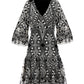 Two-Tone Lace Flounce Dress Black/White
