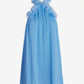 3D Rosette Halter Flowy Swing Dress Baltic Sea